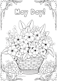 May Day Flower Basket Coloring Page