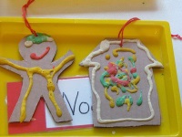 Gingerbread Man and House using puffy paint