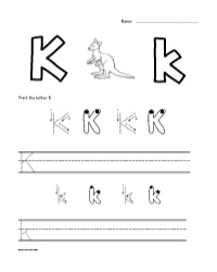 Letter K - Kangaroo Trace Color