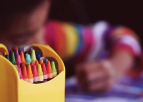 Coloring with crayons