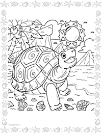 Summer Turtle Coloring Page