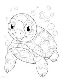 Turtle Bubbles Coloring Page