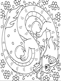 Chinese New Year Upside Down Dragon Coloring Page