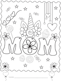 Mom Flowers Candy Coloring Page