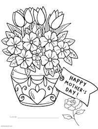 Mom Vase Flowers Coloring Page