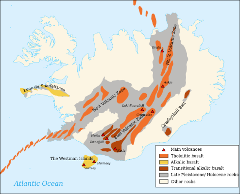 Volcanic System of Iceland map