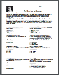 Katherine Johnson worksheet